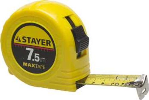 Рулетка в ударопрочном корпусе из ABS, 7.5м / 25мм, STAYER MaxTape, 34014-07-25