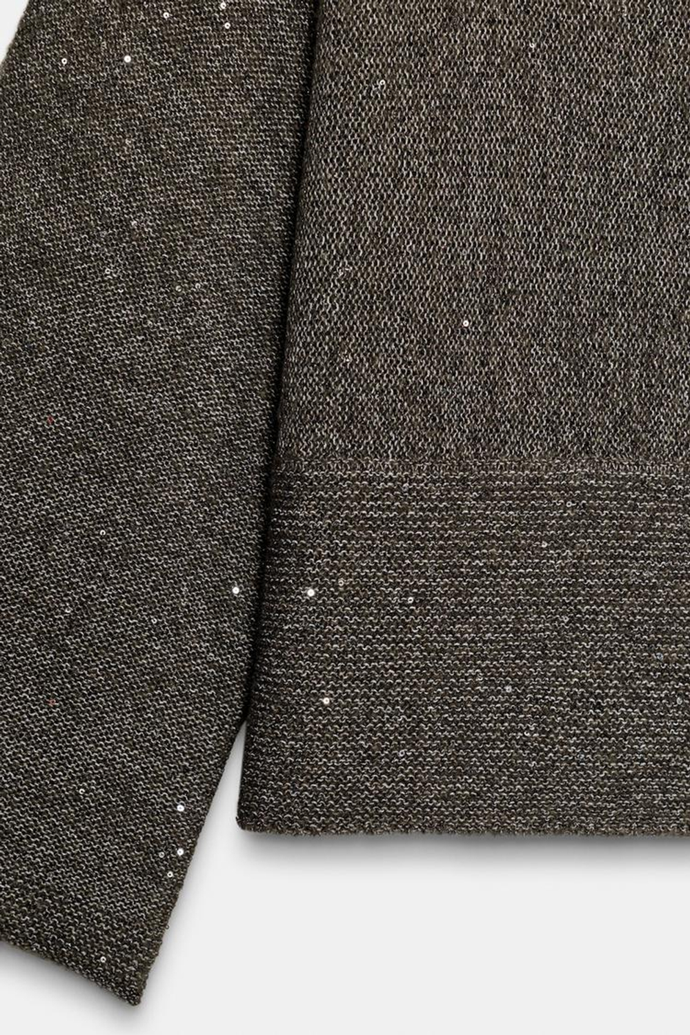 ZARA ВЯЗАНЫЙ СВИТЕР С ПАЙЕТКАМИ, ЗЕЛЕНЫЙ