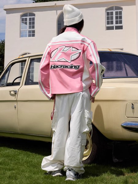 Кожаная куртка HARSHandCRUEL Pink Leather Racing Jacket