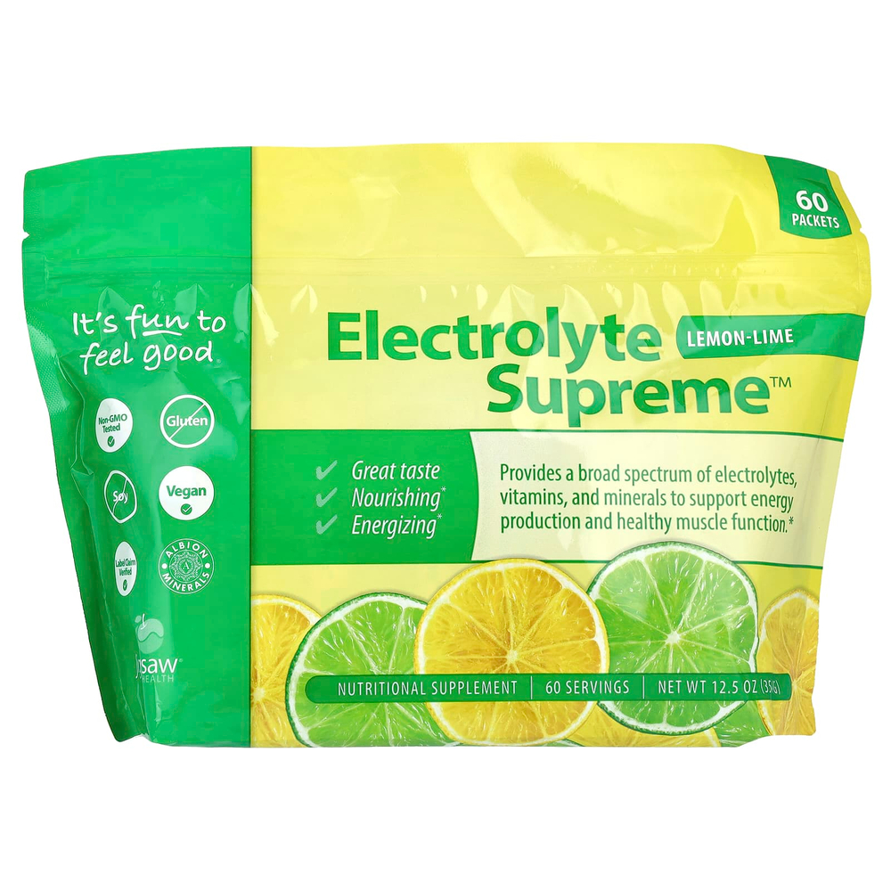 Jigsaw Health, Electrolyte Supreme ™, лимон и лайм, 60 пакетиков по 5,9 г