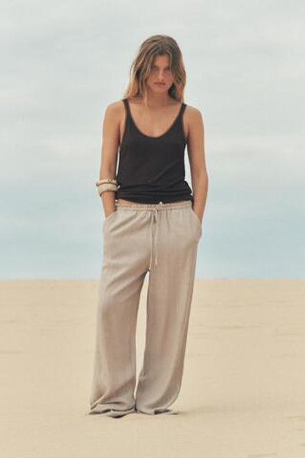 ZARA БРЮКИ ИЗ ТКАНИ С РЕЛЬЕФНЫМ УЗОРОМ, БЕЖЕВЫЙ