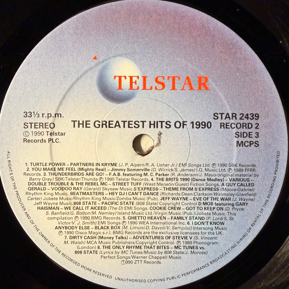 The Greatest Hits Of 1990 2LP (Англия 1990г.)