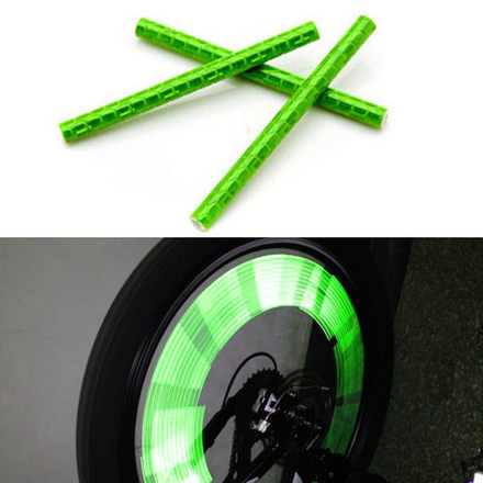 Набор светоотражающих накладок на спицы велосипеда, цвет зеленый, 12 шт. STA 113 green