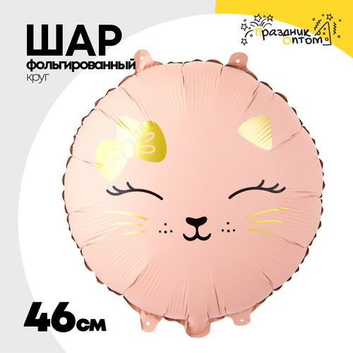 Шар Фольгированный Кошечка с бантом розовая (Розовый)