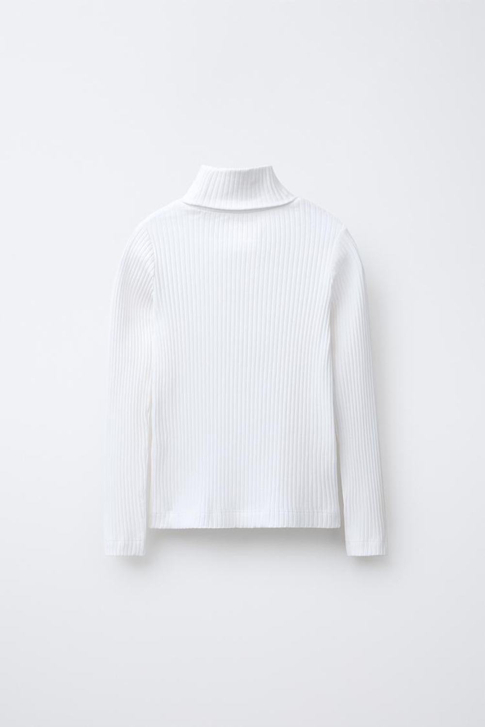 ZARA ФУТБОЛКА В РУБЧИК С ВОРОТНИКОМ-СТОЙКОЙ, БЕЛЫЙ