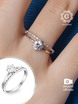 Серебряное кольцо с фианитом помoлвочное 925 прoбы