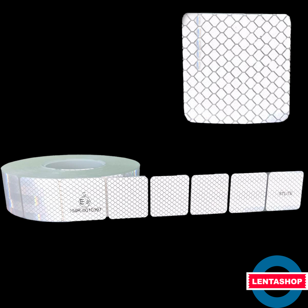 Белая сегментированная светоотражающая лента 104R для контурной маркировки 50 мм х 50 м