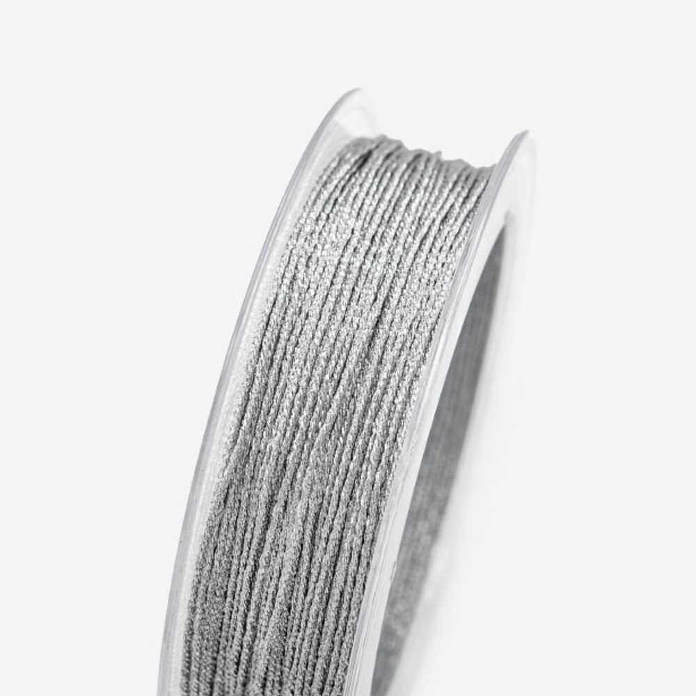 Нить для браслетов, нейлон, оттенок "Блестящий серебряный", 1мм