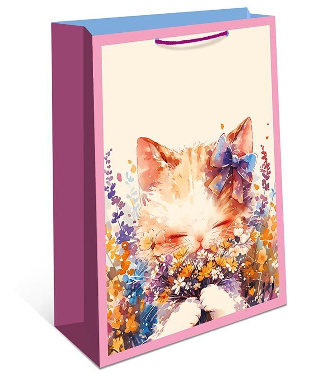 Пакет подар. бумажн. 33*42*10 см, 130гр/м2 Котик