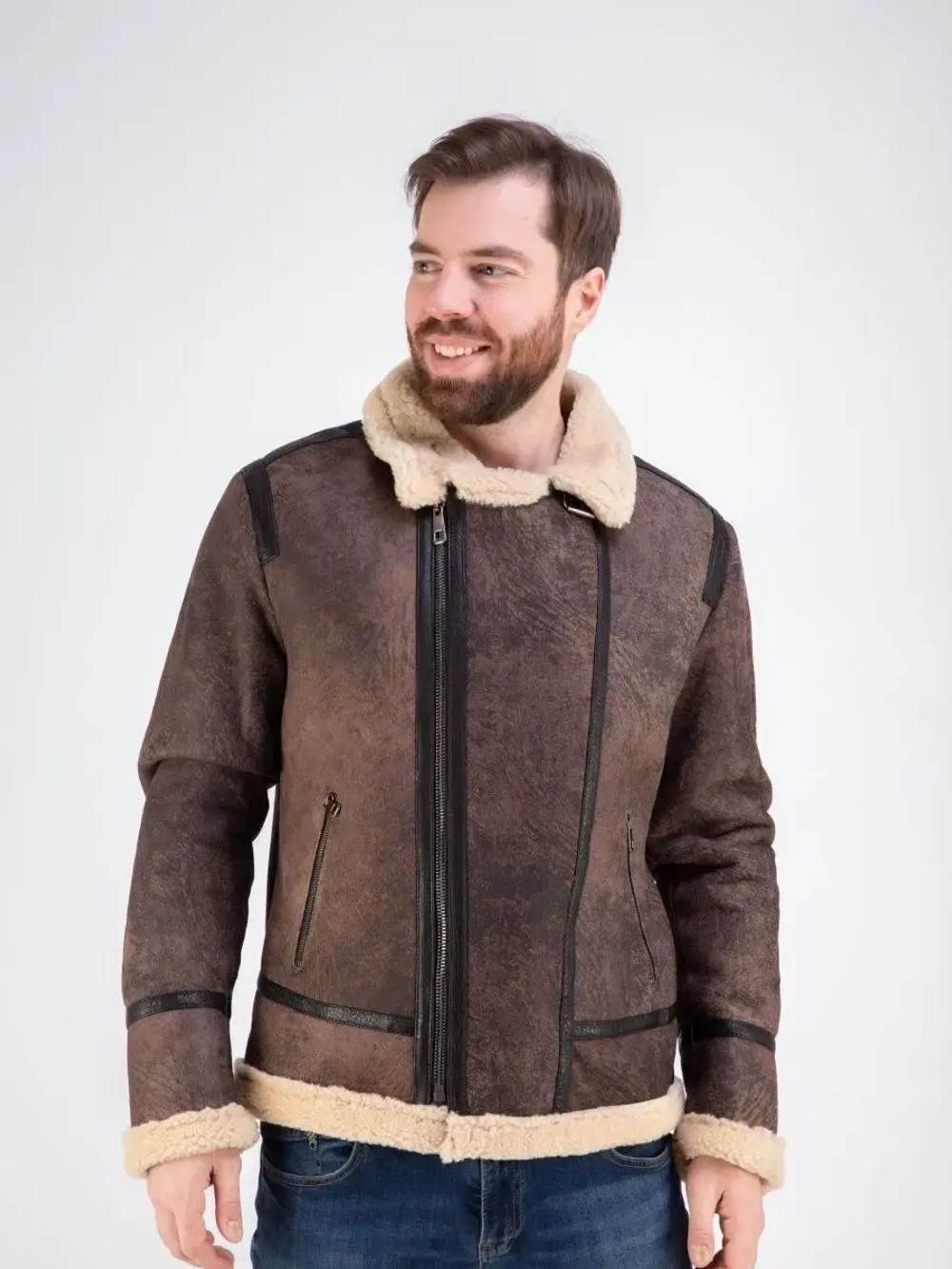 Дубленка мужская натуральная авиатор зимняя Турция