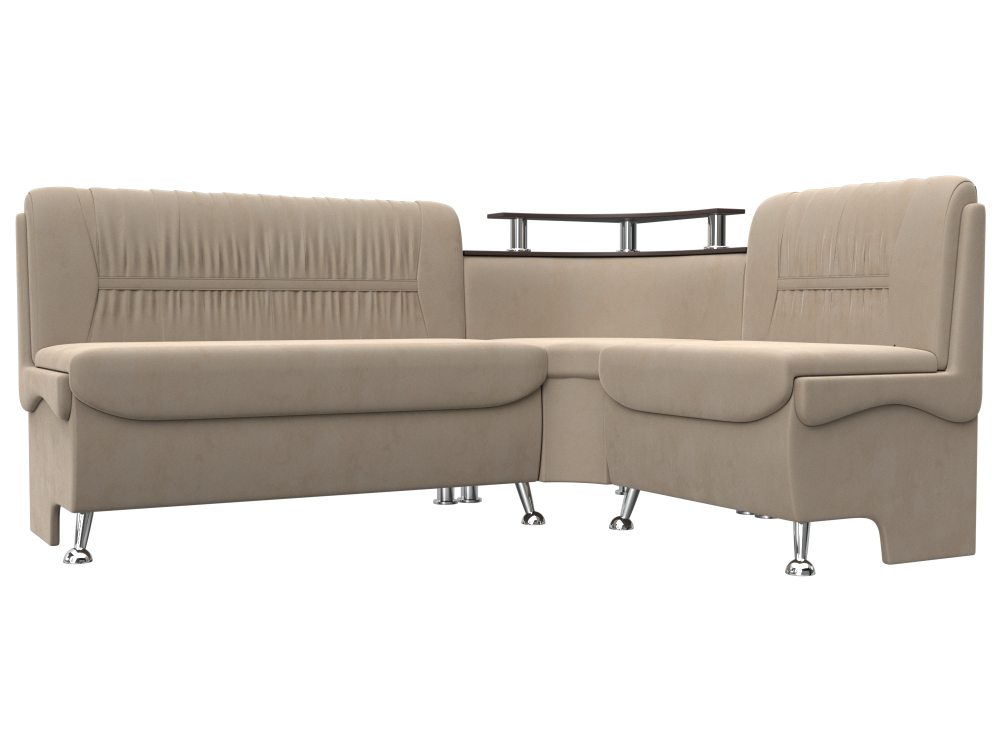 Диван кухонный угловой Сидней правый угол, Бежевый, Велюр, 126110