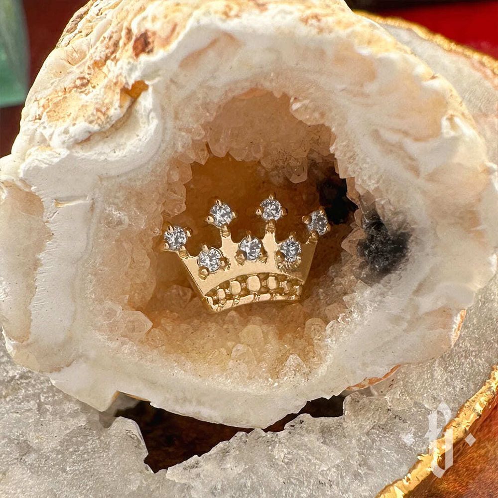 Накрутка &quot;Crown&quot; - Желтое золото - White CZ