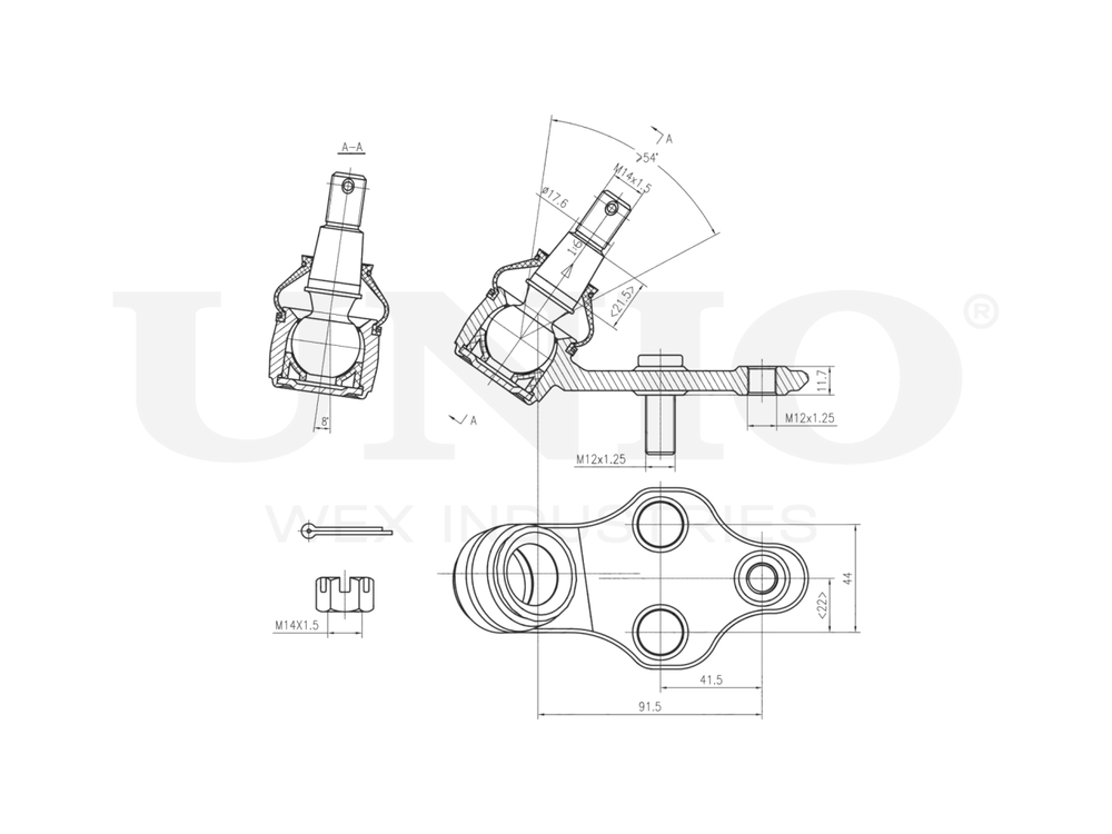 Опора шаровая передняя нижняя правая UNIO SSP-20007