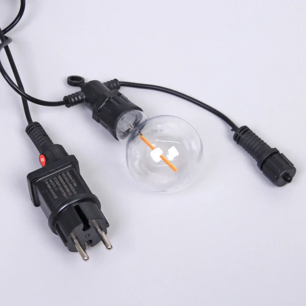 Гирлянда для улицы НИТЬ «Бегущие огни» 5м 10 ламп LED (6*7 см), черный провод, авторежим-водопад,IP-65, Теплый белый (возможность соединения)