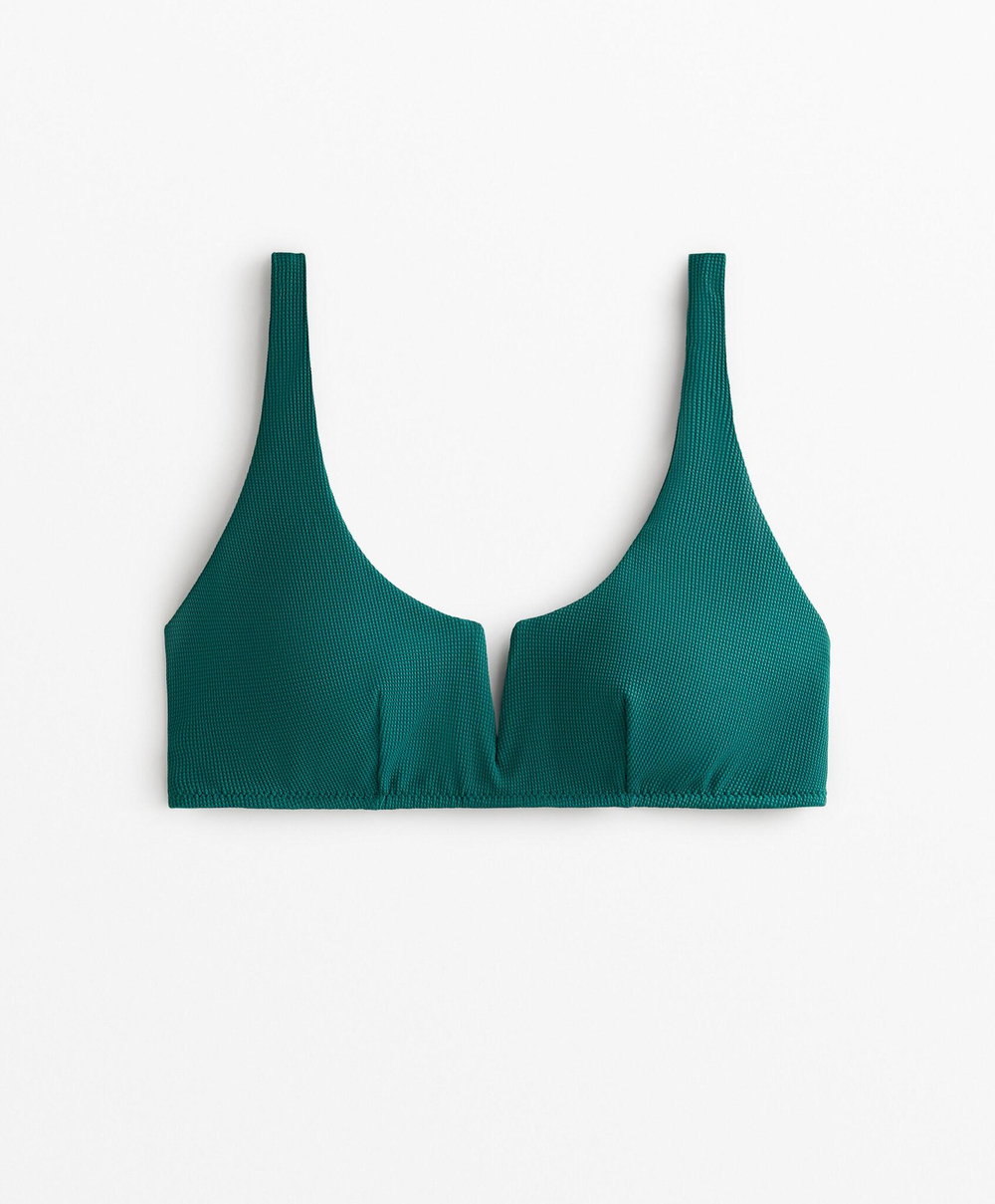 OYSHO Топ-бикини с V-образным вырезом, зеленый