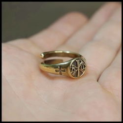 Религиозное кольцо "Хризма" новое , латунь