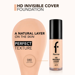 flormar HD Invisible Cover Foundation - Легкая тональная основа с освещающим эффектом SPF 30, 30 ml