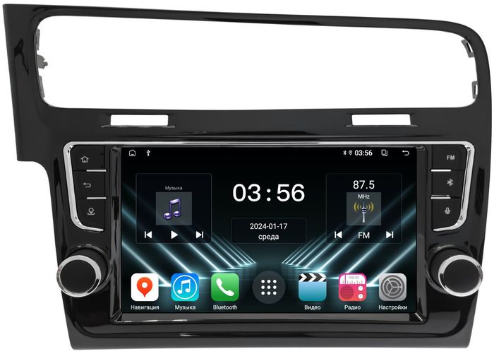 Магнитола для Volkswagen Golf 7 2012-2020 (рамка с крутилками и кнопками) - FarCar S280 монитор 9.5" IPS на Android 13, CarPlay