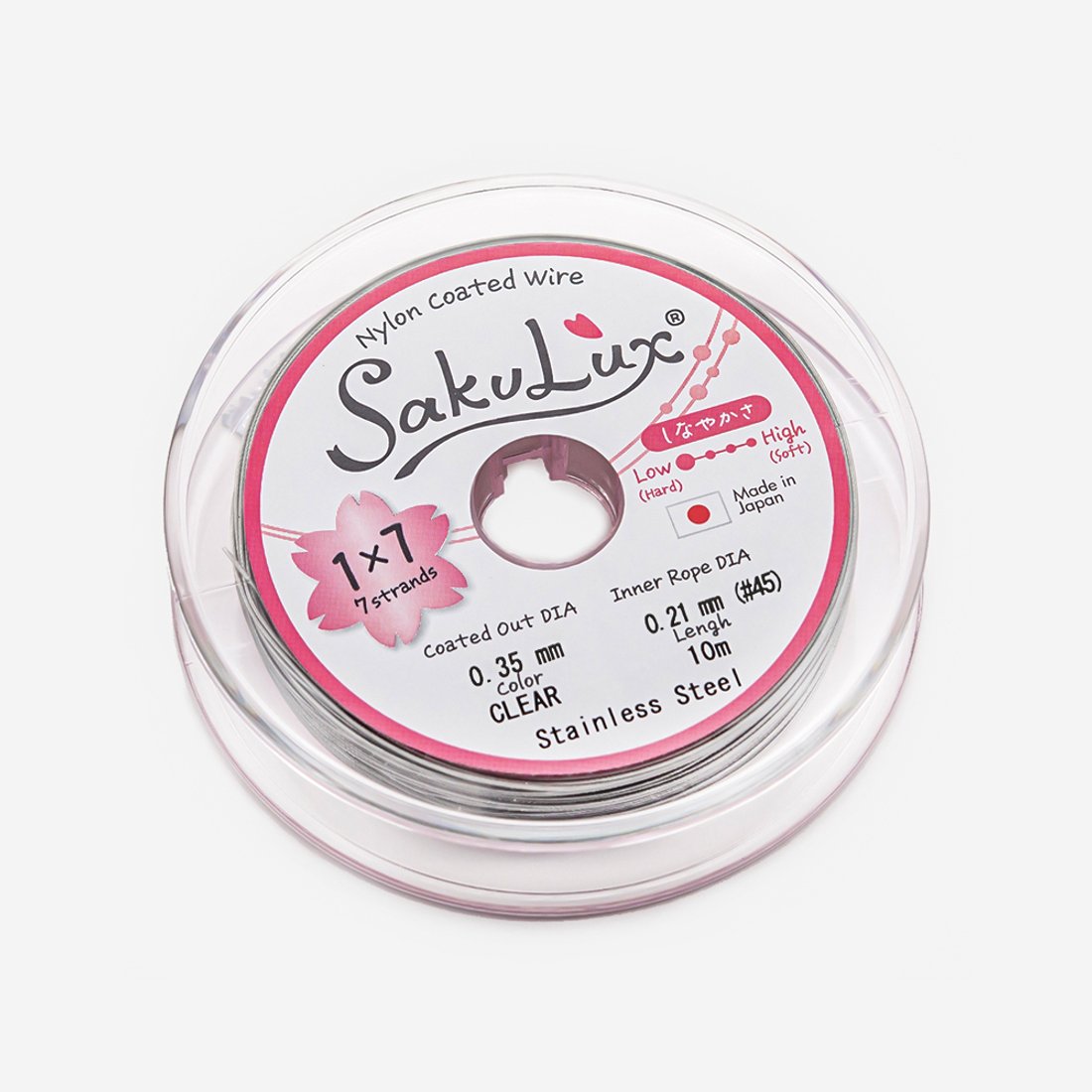 Японский ювелирный тросик SakuLux 7 диаметр 0,35мм, цвет "Сталь"