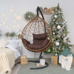 Подвесное кресло SEVILLA VERDE VELOUR горячий шоколад, серая подушка (Laura Outdoor)