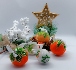 Елочная Игрушка, Шарики на Елку из Бисера, Ручная работа