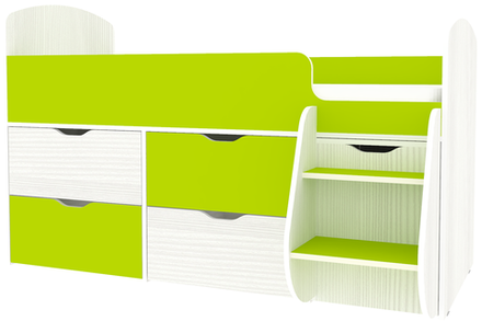 Кровать-чердак КарИВи Малыш 7 Белое Дерево Лайм