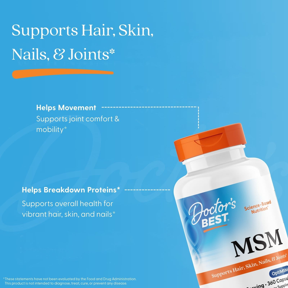 Doctor's Best, МСМ с OptiMSM®, 360 капсул (1000 мг в 1 капсуле)