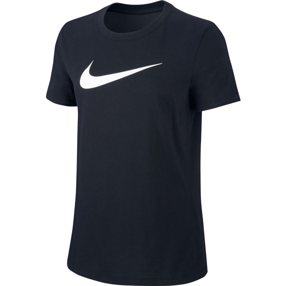 Женская футболка теннисная Nike Dry Tee DFC Crew W - black/black/heather/white