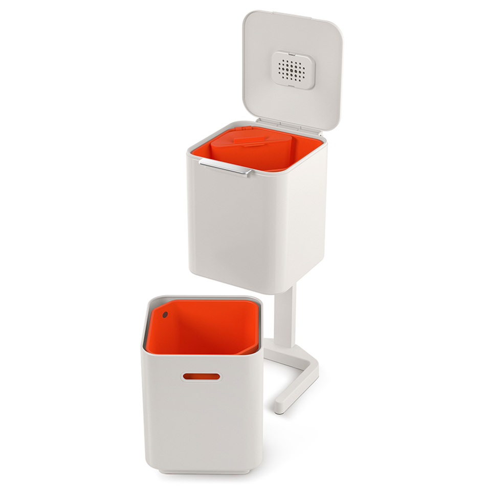 Контейнер для мусора с двумя баками Totem Compact 40 л белый, Joseph Joseph