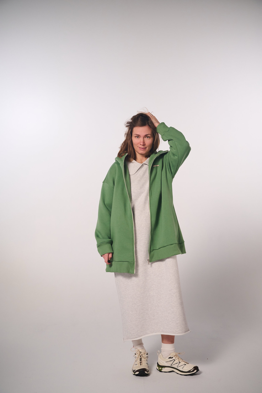 Худи на молнии с начесом, "Трава"