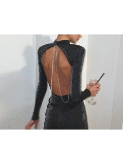 Платье блестящее с открытой спиной