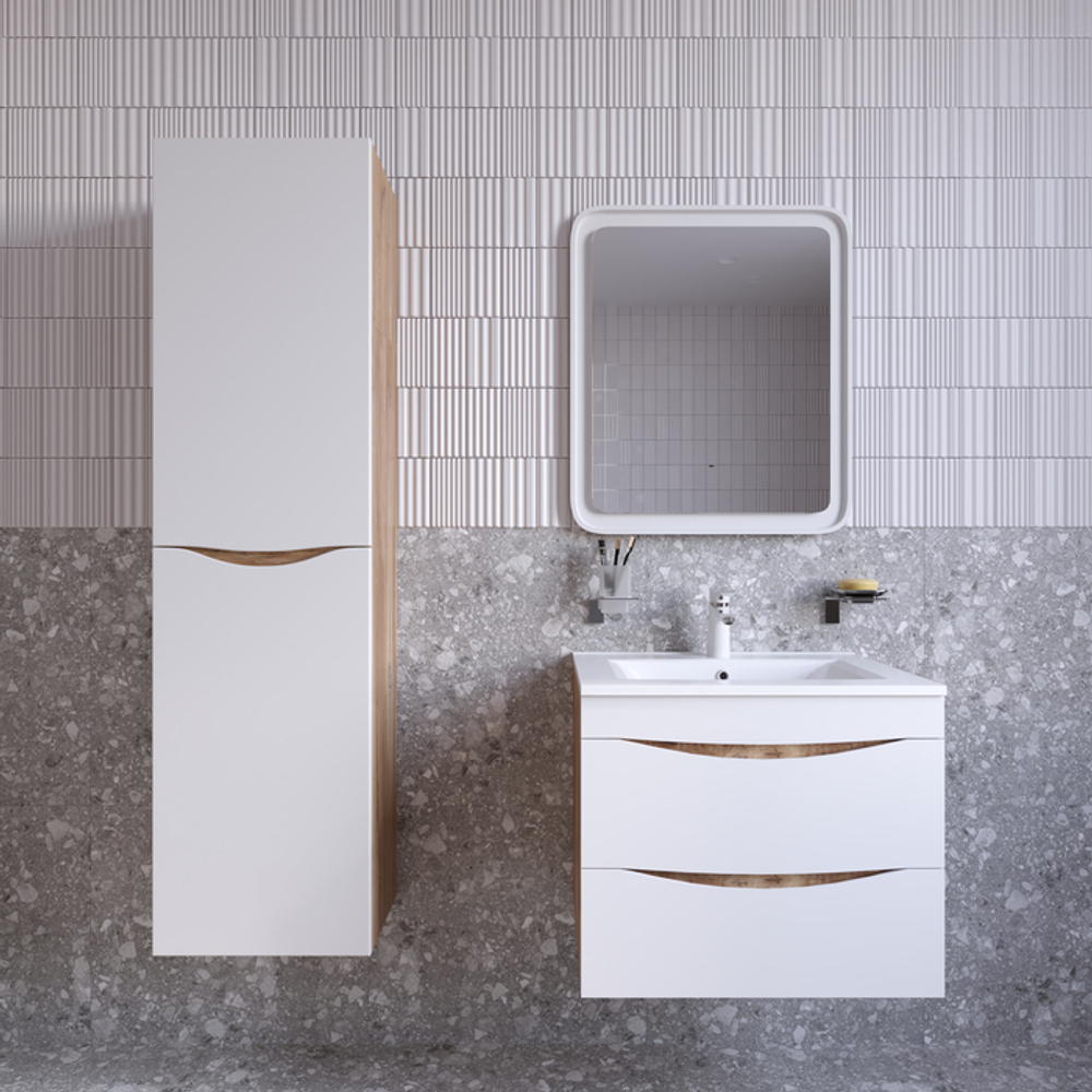 Тумба с умывальником IDDIS Cloud, подвесная, 60 см, белая/золотистый дуб, CLO60Y0i95K