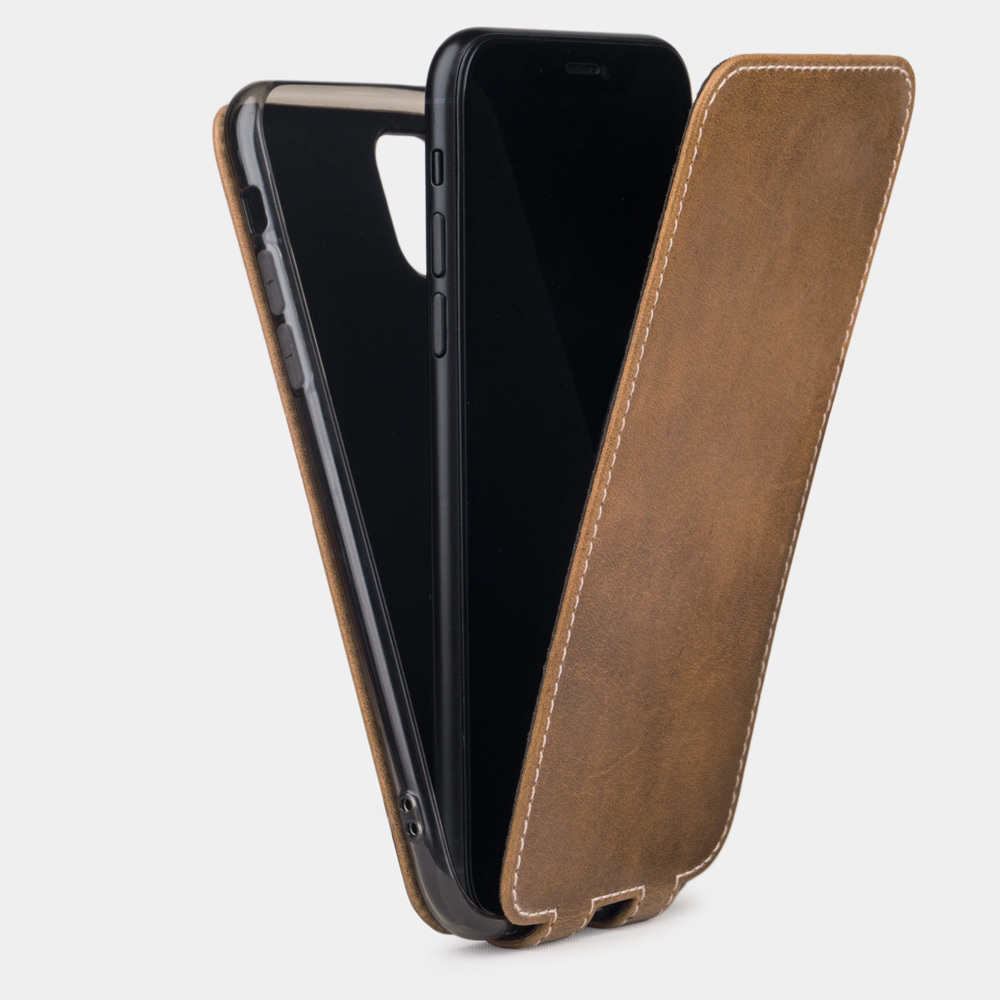 Чехол для iPhone 11 Pro из натуральной кожи теленка, бежевого цвета винтаж