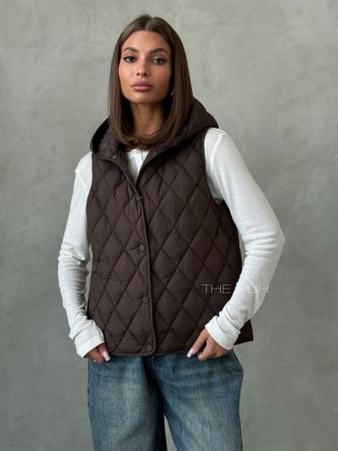 Шоколадное шерстяное пальто с утепленным жилетом