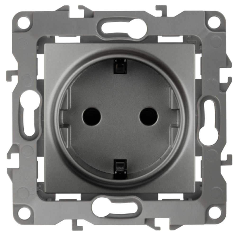 12-2102-12 ЭРА Розетка 2P+E Schuko со шторками, 16A-250В, IP20, Эра12, графит | Эра 12 Графит