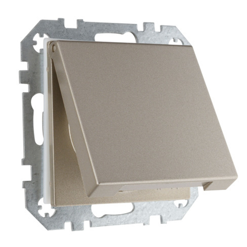 Розетка с заземлением с крышкой, 16А 250В IP44 LIREGUS EPSILON IKL16-208-01.E/Ch шампань