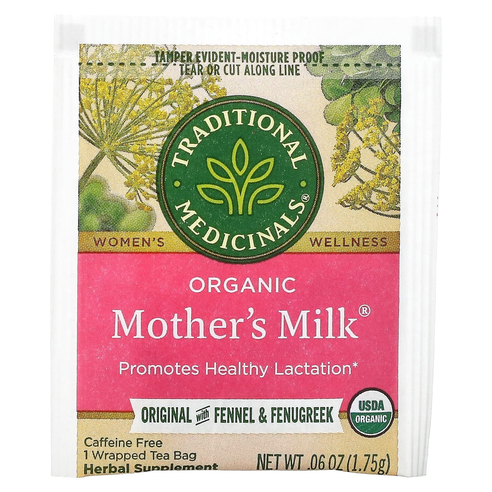 Traditional Medicinals, Organic Mother's Milk®, оригинальный с фенхелем и пажитником, без кофеина, 32 чайных пакетика в упаковке, 56 г (1,98 унции)