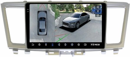 Магнитола для Infiniti QX60, JX35 2012-2016 (пластиковый верх) - Teyes CC3-2K-360 монитор 9.5" 2K QLED на Android 10, 6Гб+128Гб, CarPlay, 4G SIM-слот, 4 камеры в комплекте