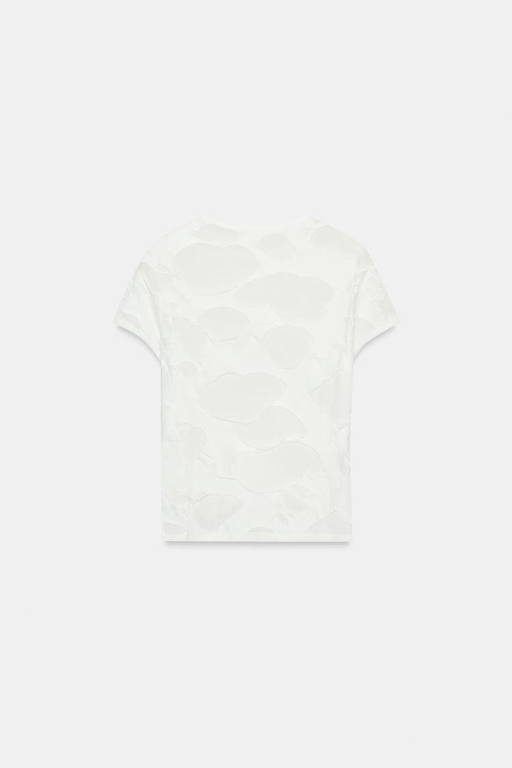 ZARA ФУТБОЛКА С РАЗРЕЗАМИ, ЖЕЛТОВАТО-БЕЛЫЙ