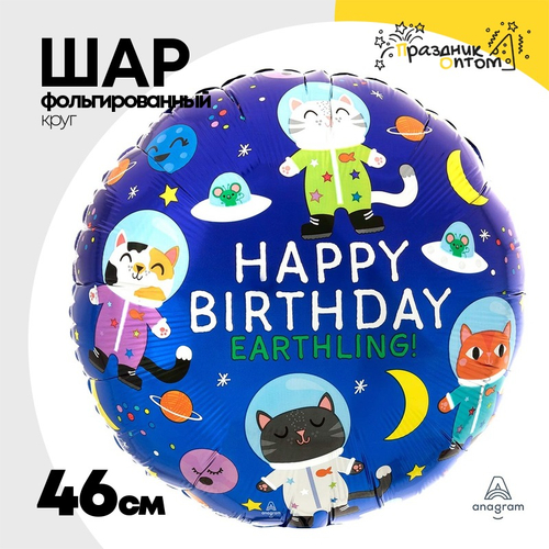 Шар Фольгированный Кошки-космонавты (Ассорти)