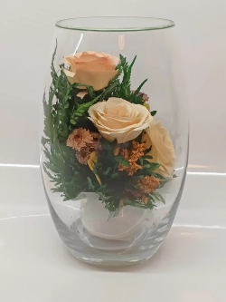 натуральные розы в стекле, вакуум