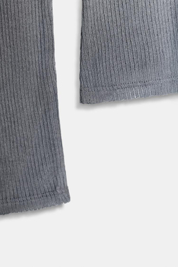 ZARA ТОП В РУБЧИК С ВОРОТНИКОМ-СТОЙКОЙ, ЖЕМЧУЖНО-СЕРЫЙ