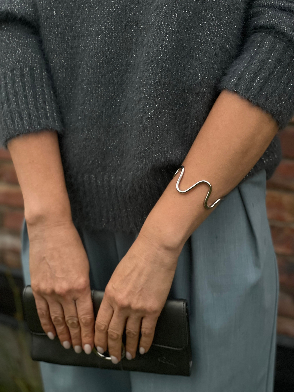 Браслет разъемный зигзаг, оттенок серебро