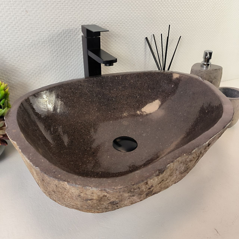 Каменная раковина из речного камня RS-05388 (55*44*15) 0857 из натурального камня