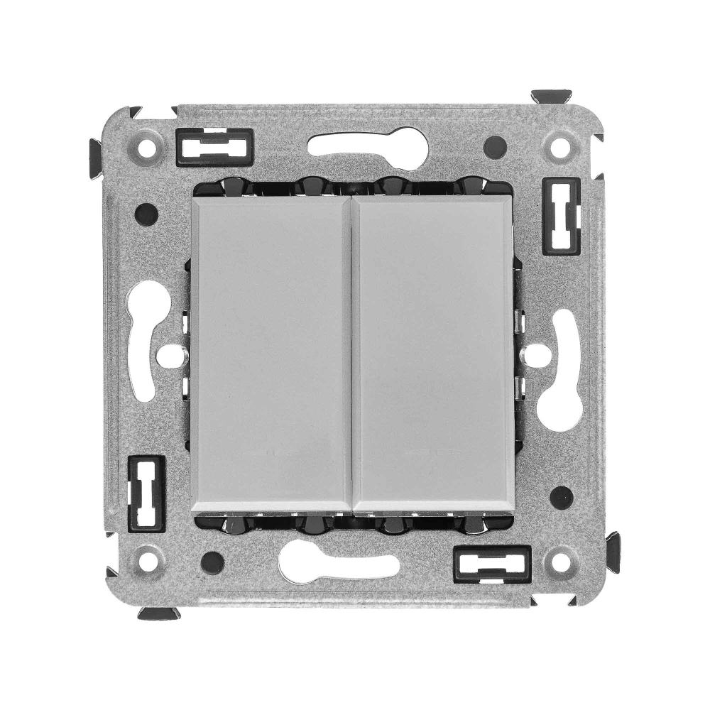 Кнопка двухклавишная в стену, "Avanti", "Закаленная сталь"