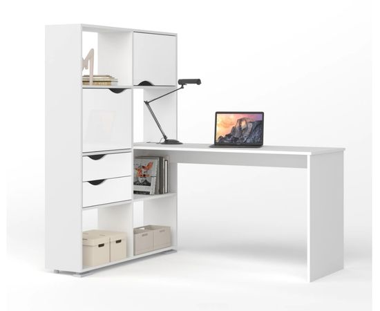 Стол письменный ЛАВОРО /1100*1500*1503/ левый белый / белый глянец