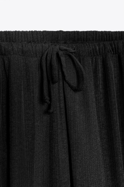 ZARA БРЮКИ-БАЛЛОНЫ СТРУЯЩИЕСЯ, ЧЕРНЫЙ