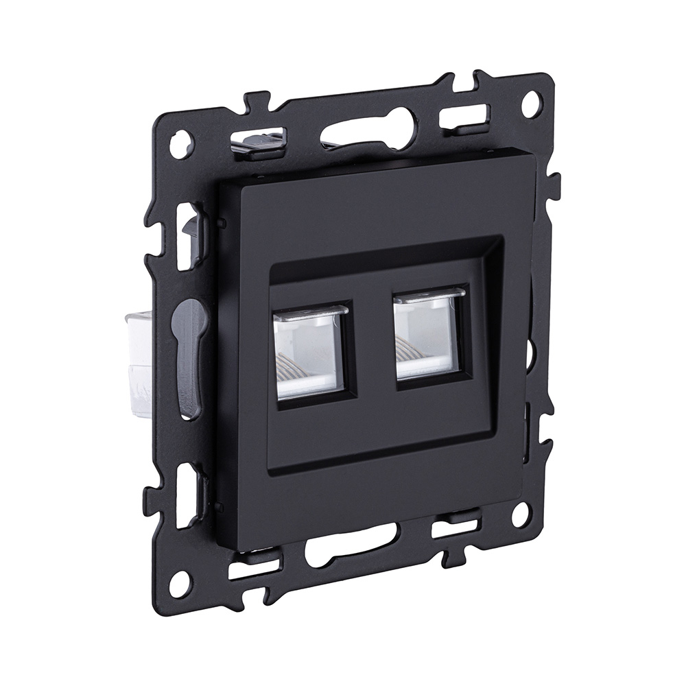 Розетка двойная Ethernet RJ45 Cat.6, черный Kollinger Asthetik AS-018BK