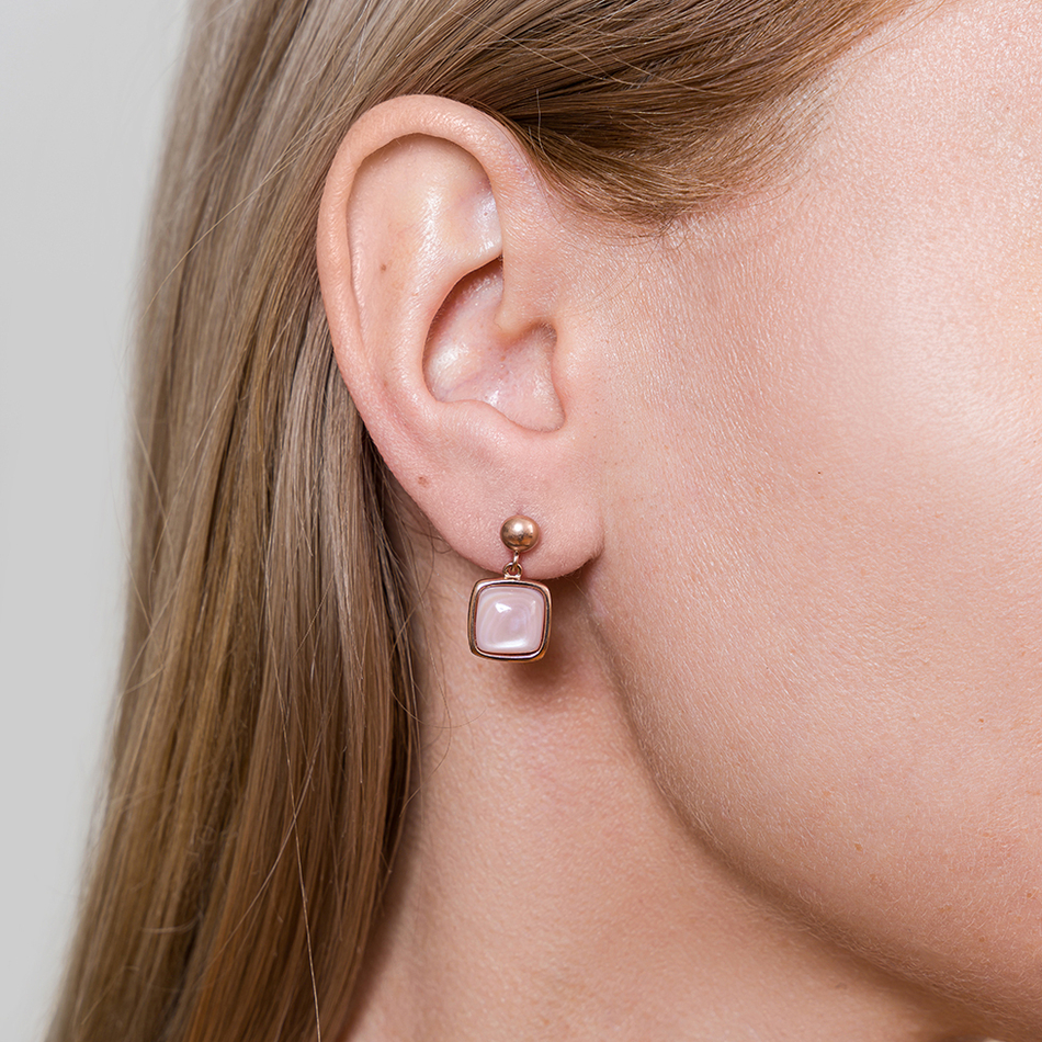 Серьги Fiore Luna Куб SHELL ROSE AE02914-3 R/RG