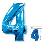Шар (40"/102 см) Цифра "4" Синий в упаковке / Four